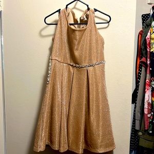 Girl sparkly gold dress